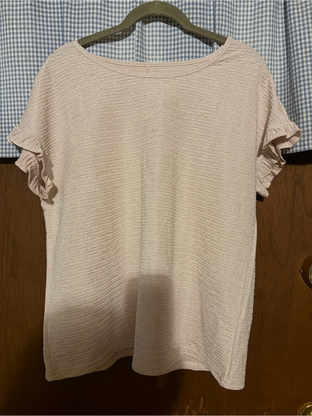 Light Tan Ruffle Sleeve Textured Top